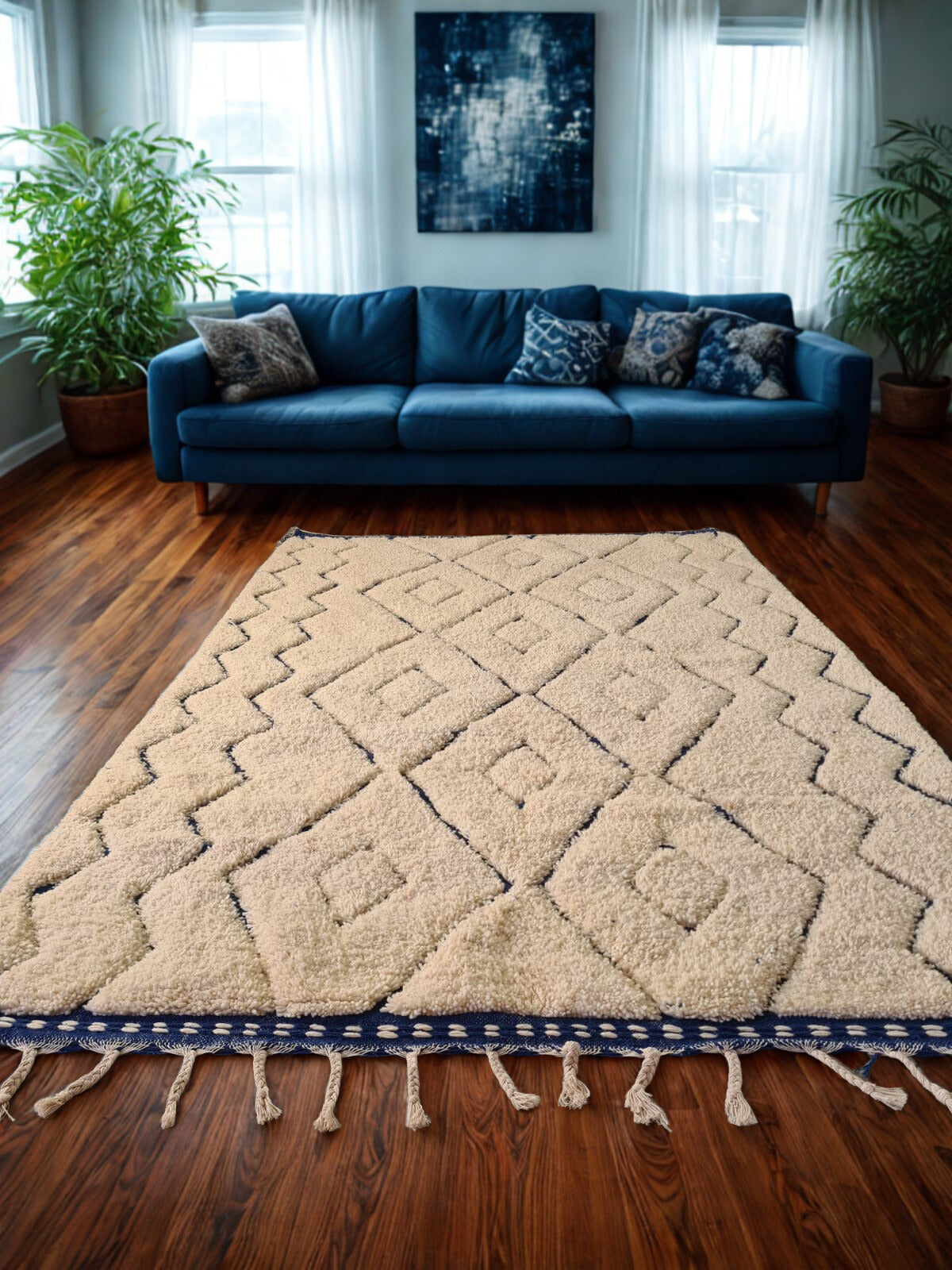 Indigo Gate — Azilal Nested Diamond Lattice with Border