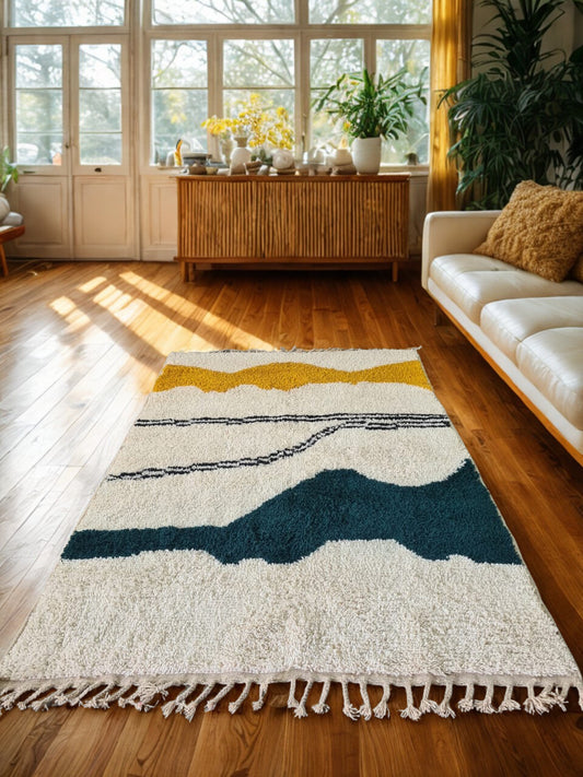 Sun Kissed Horizon – Aït Zyan Rug with Earth & Gold Geometry