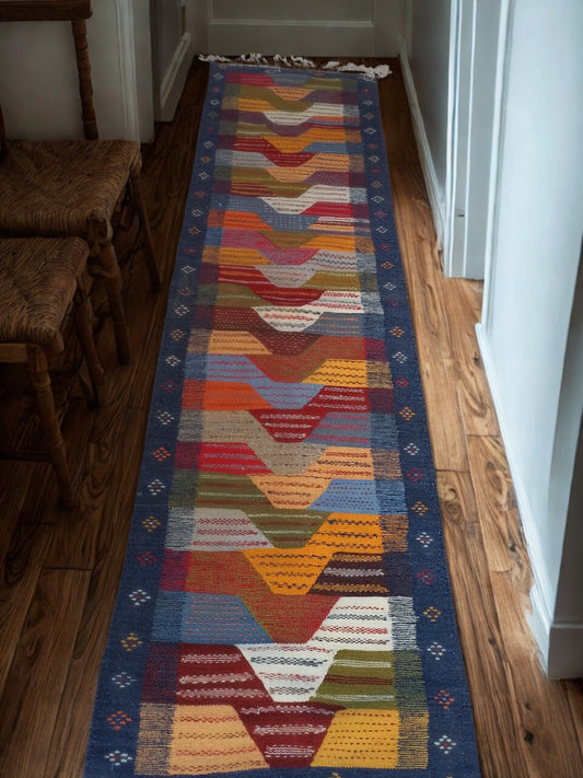 Indigo Corridor — Taznakht Kilim Runner
