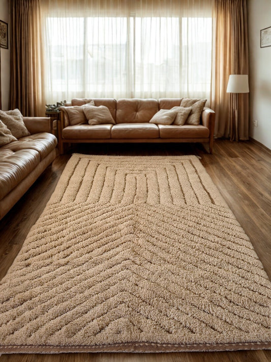 Echo Lines – Ivory Chevron Texture Rug by Beni Ourain Weavers