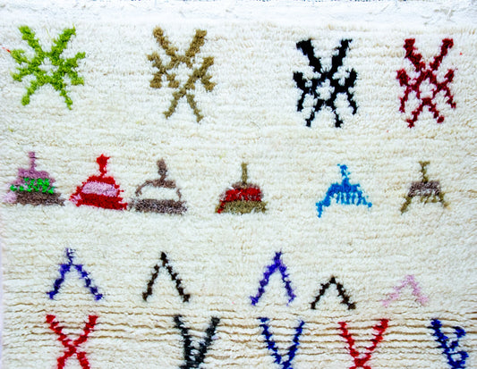 Azilal Glyph Ledger — Ivory Wool with Multicolor Motifs
