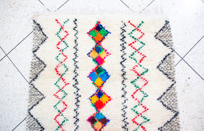 Azilal Pile Rug — Ivory Field with Chromatic Lozenge Axis