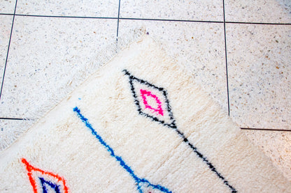 Azilal Vertical Totems — Ivory Wool with Cobalt, Neon Orange & Charcoal
