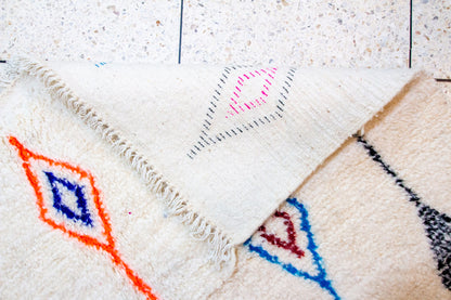 Azilal Vertical Totems — Ivory Wool with Cobalt, Neon Orange & Charcoal