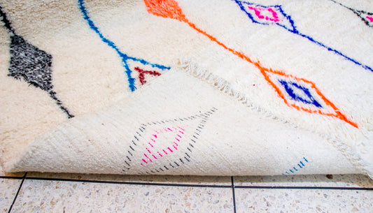 Azilal Vertical Totems — Ivory Wool with Cobalt, Neon Orange & Charcoal