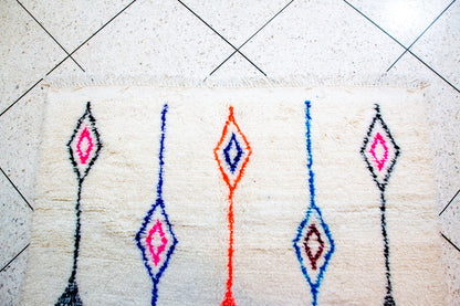 Azilal Vertical Totems — Ivory Wool with Cobalt, Neon Orange & Charcoal